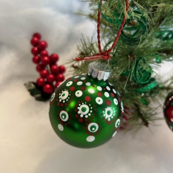 Unique Hand Painted & Sealed Christmas Ornament, glass SET of 2 - Picture 3 of 3